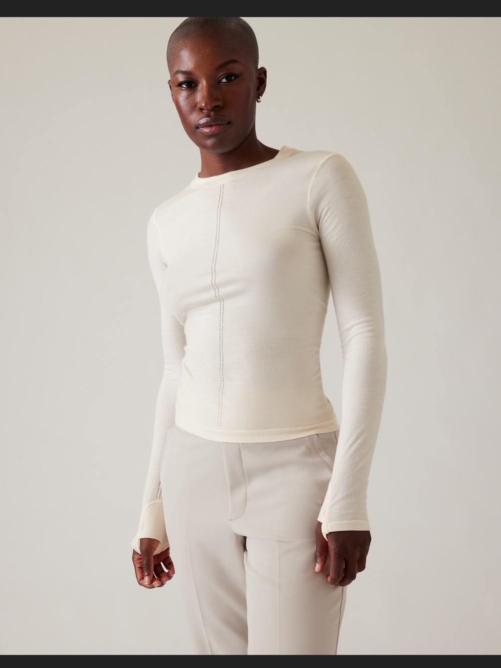Athleta Ascent Seamless LS NWT Wool Blend L
